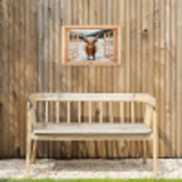 Schotse Hooglander - Landschap - Landelijk - Bergen - Winter - Doorkijk Tuinposter op houten frame 2 cm dik klein -sfeer4