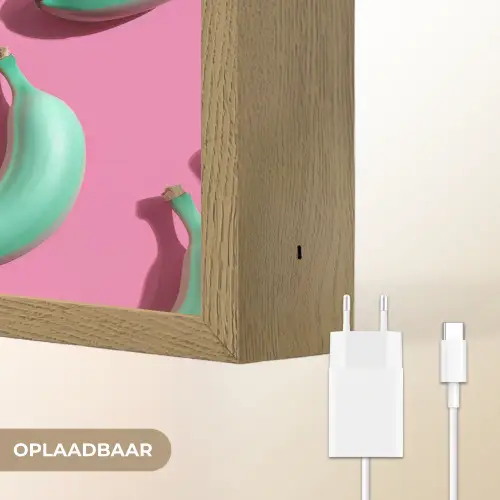 Bananen - Patroon - Blauw - Roze Light Box met batterij (Wandlamp) middel -USP_websiteoplaadbaarNL