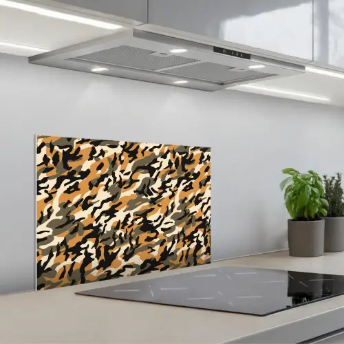 Camouflage - Aardetinten - Patroon keuken achterwand spatscherm klein 900 -3d_schuin