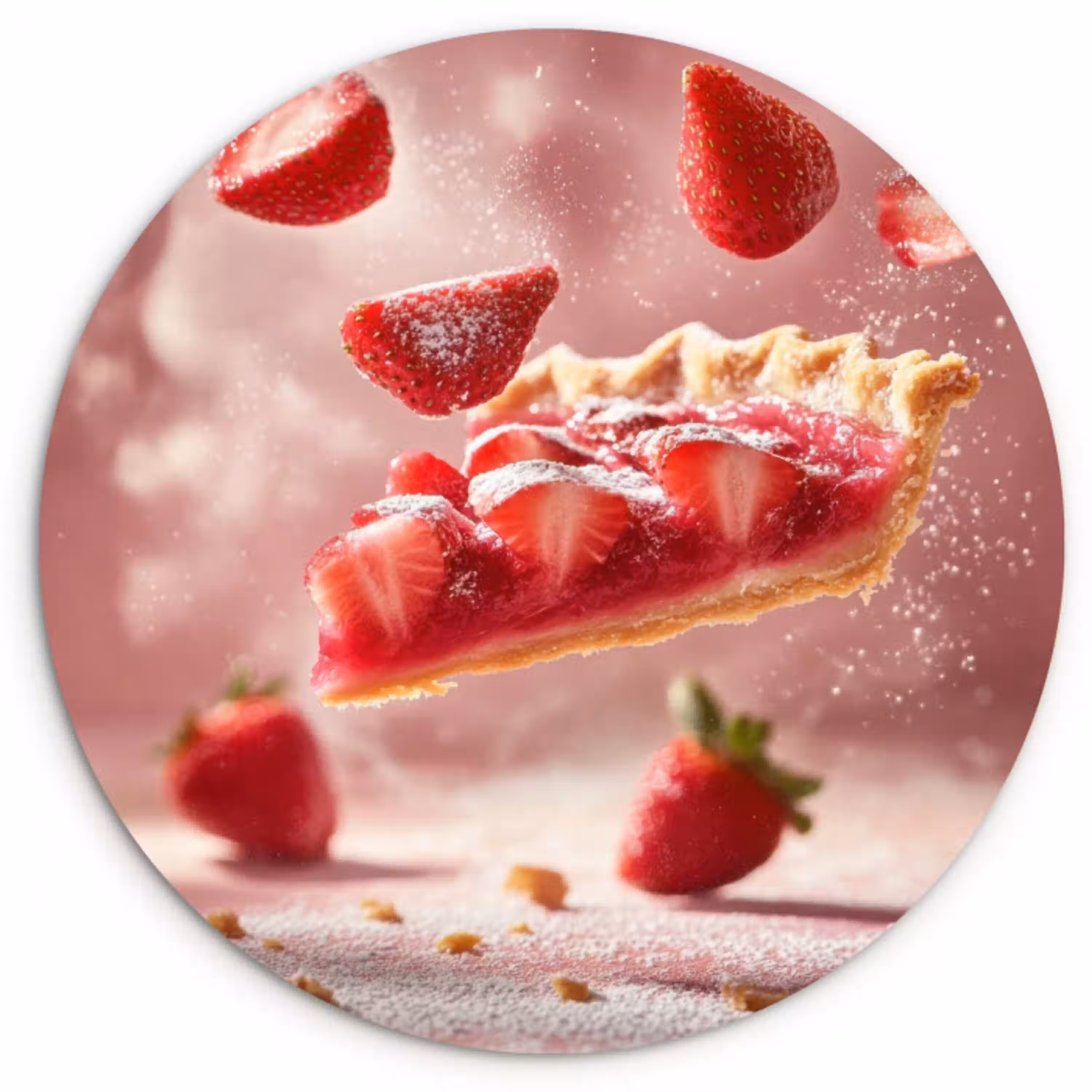 Aardbei - Taart- Eten - Roze Wandcirkel plexiglas klein -3d