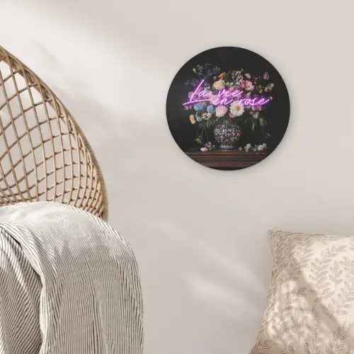 Neon - Vaas - Bloemen Akoestische PET Vilt - Rond klein -sfeer4