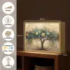 Boom - Abstract - Bruin - Goud - Industrieel Light Box met batterij (Wandlamp) middel -USP_websiteoverzichtNL