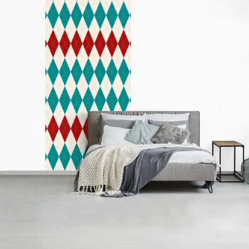 Illustratie - Ruiten - Rood - Groen fotobehang vinyl groot 64 -slaapkamer