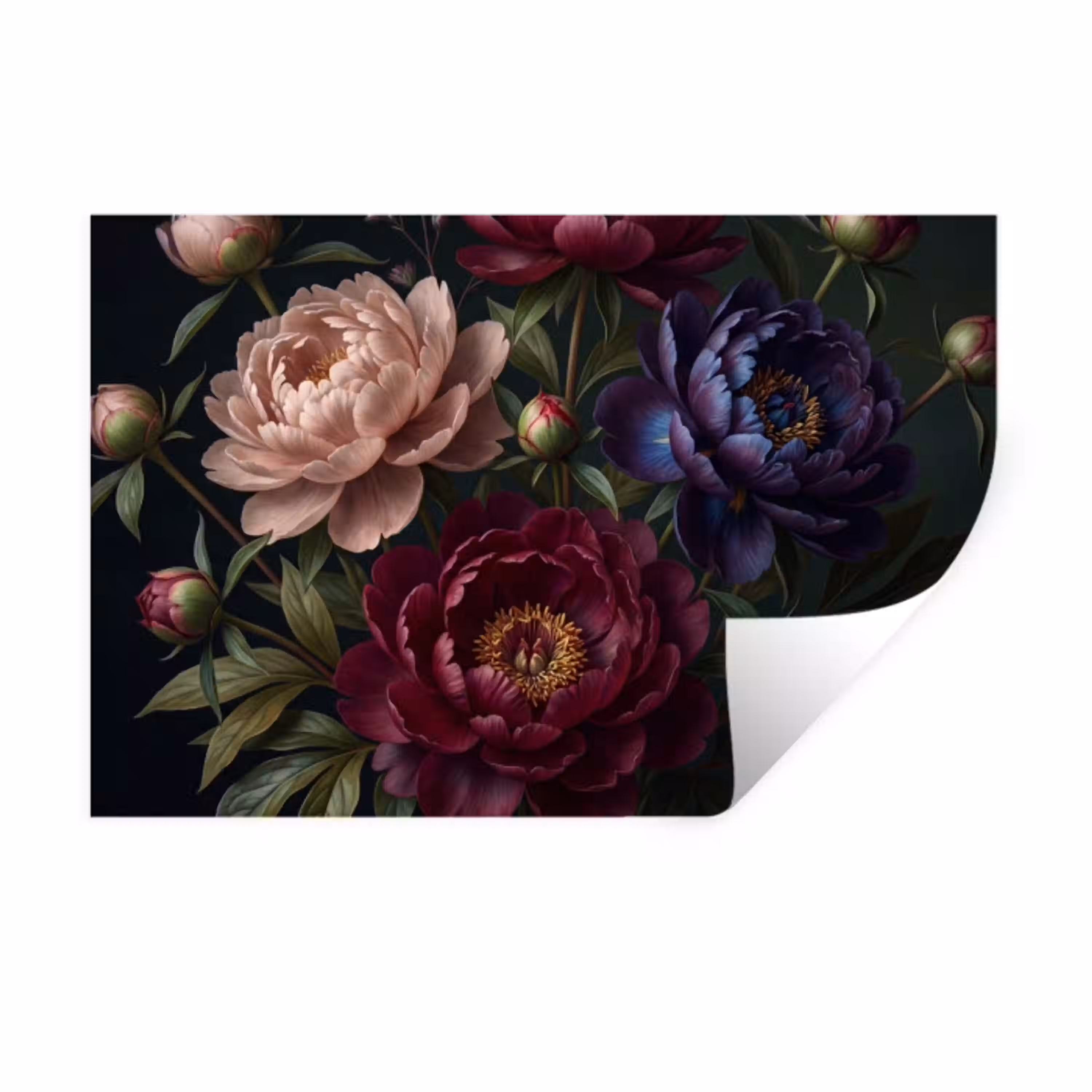 Bloemen - Boeket - Natuur - Modern - Donker Muursticker klein -3d