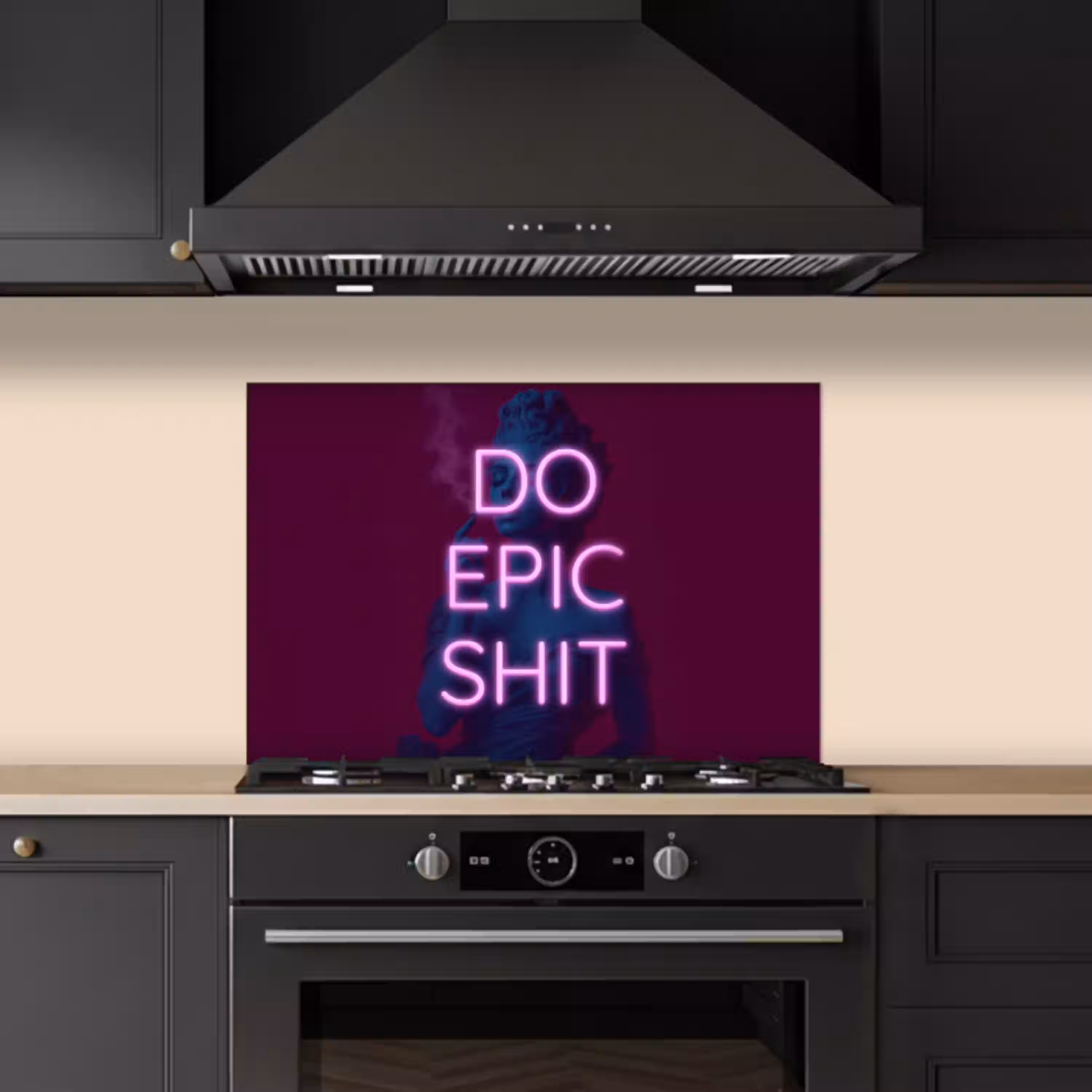 Buste - Neon - LED - Letters keuken achterwand spatscherm klein -sfeer1