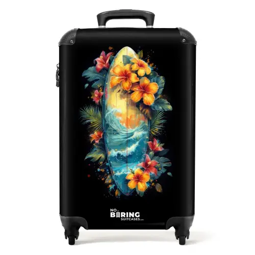 Surfplank Omringd door Bloemen Koffer - NBS - Handbagage middel -productfoto_recht