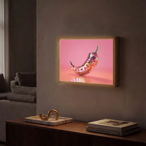 Peper - Disco - Rood - Glitter Light Box met batterij (Wandlamp) middel -sfeer1