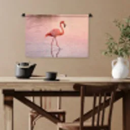 Flamingo - Water - Roze Wandkleed katoen klein -sfeer6