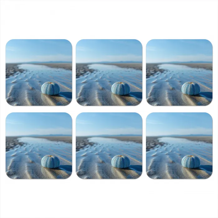 Strand - Schild - Water - Blauw onderzetter kurk middel -3d