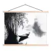 Boot - Rivier - Bamboe - Wit textielposter latten blank klein -3d