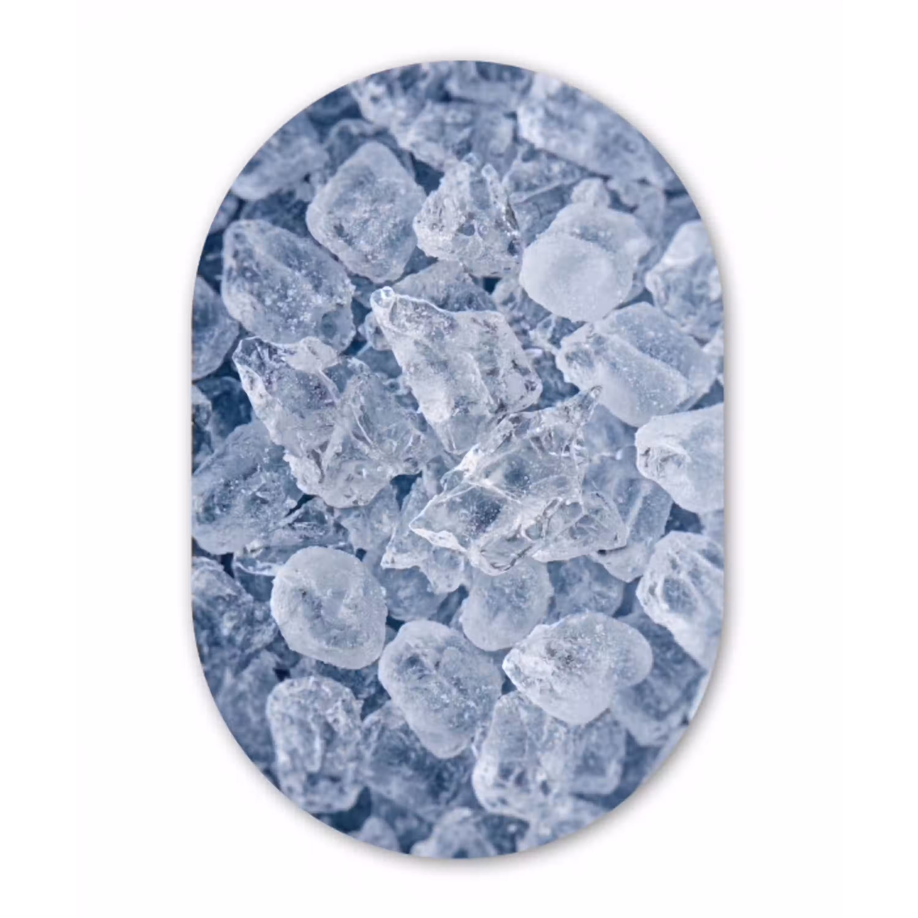 Ijsblokjes - Water - Blauw Wandcirkel Ovaal Aluminium middel -3d
