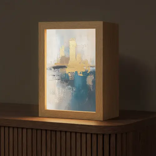 Abstract - Kunst - Goud Light Box met kabel (Tafellamp) klein -z3d_website