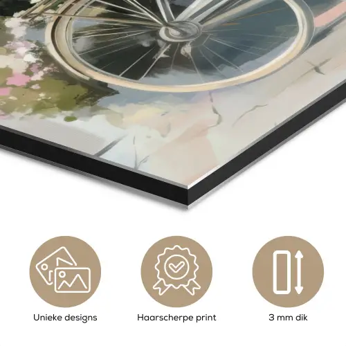 Fiets - Pastelkleuren - Bloemen aluminium wit klein -closeup_NL