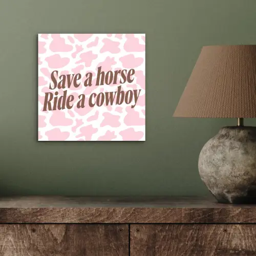 Koeienprint - Roze - Cowboy - Horse aluminium wit klein -sfeer2