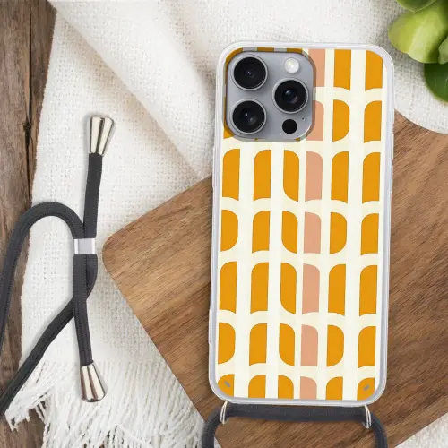 Geometrisch - Patroon - Geel - Roze Hoesje iPhone 16 Pro Max met koord klein 804 -sfeer4