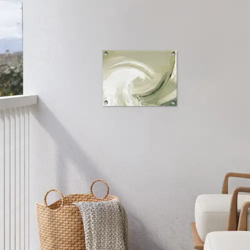 Abstract - Penseelstreken - Golven - Groen tuinposter los doek klein -sfeer8