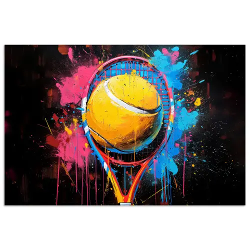 Graffiti - Tennis - Sport - Racket poster papier klein -3d