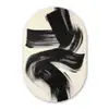 Strepen - Zwart - Abstract Wandcirkel Ovaal Glas middel -3d