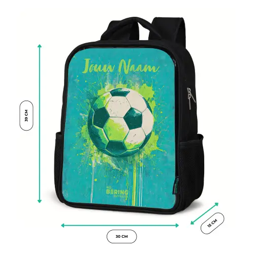 Voetbalvibes - Verfspatten - Groen - Blauw Rugzak - Zwart middel -productfoto_formaten