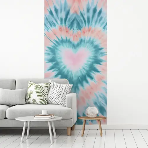 Hartvormig - Tie dye - Pasteltinten - Lichtgroen fotobehang vinyl groot -woonkamer