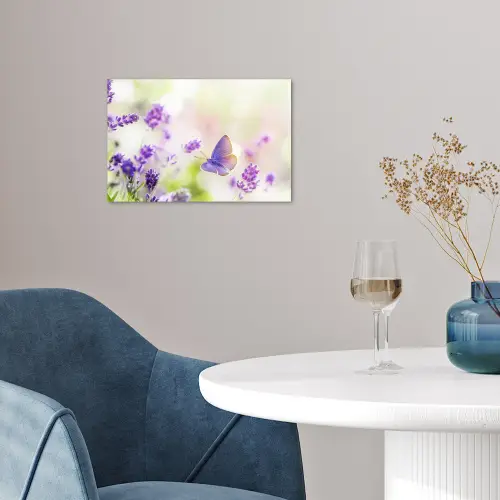 Lavendel - Vlinder - Bloemen poster papier klein -sfeer3