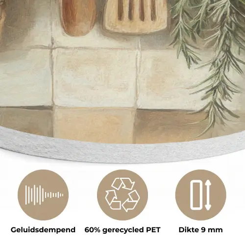 Hout - Keukengerei - Stilleven - Tegels Akoestische PET Vilt - Rond klein -closeup_NL