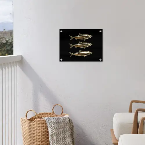 Vissen - Goud - Zwart tuinposter los doek klein -sfeer8
