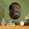 Wilde dieren - Panter - Portret - Zwart - Dieren Wandcirkel Ovaal Forex klein -sfeer2