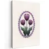 Tulpen - Paars - Lijst - Bladeren Tuinposter op houten frame 2 cm dik klein -3d