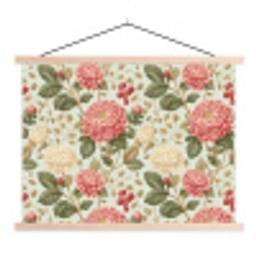 Klassiek - Botanisch - Veelkleurig textielposter latten blank klein 122 -3d