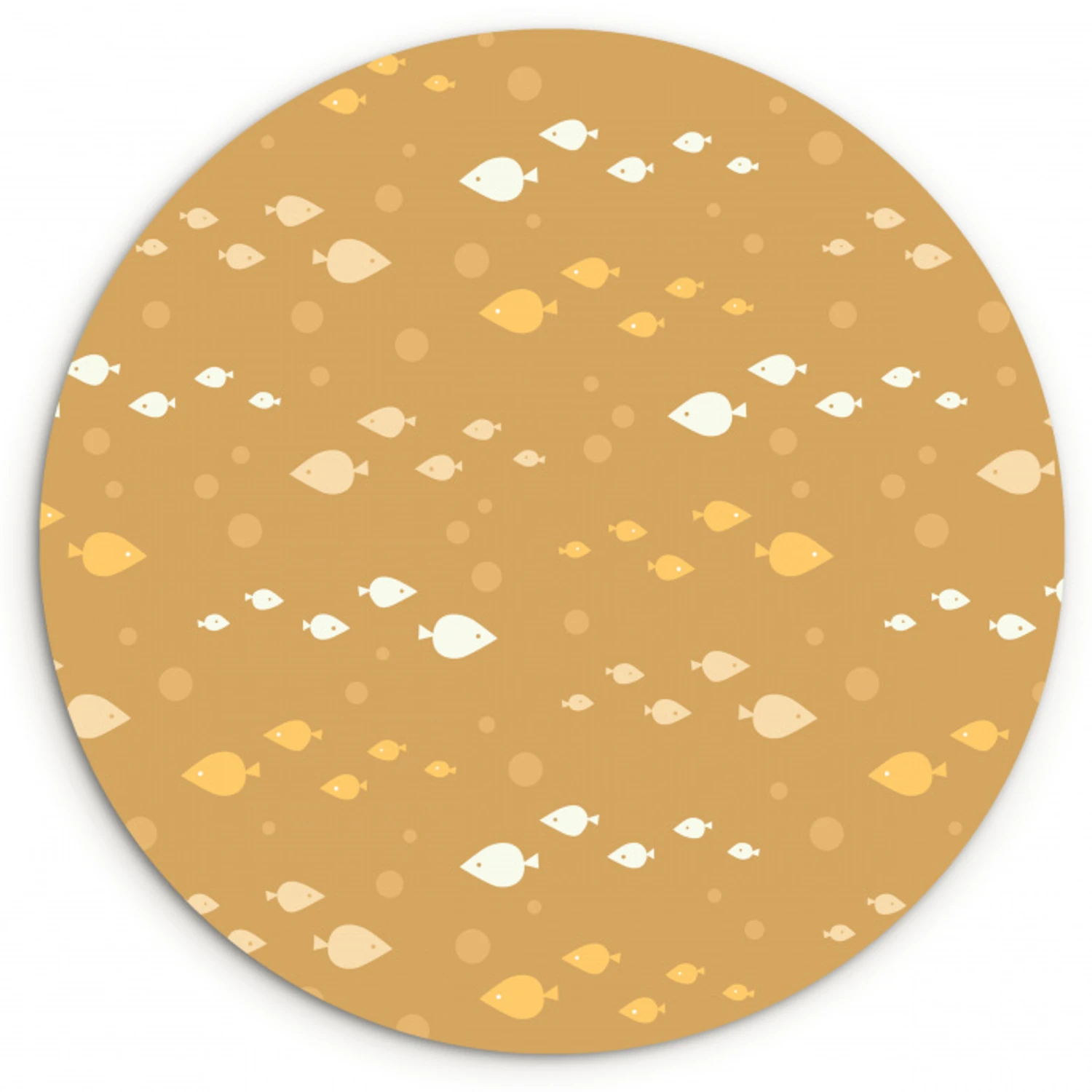 Zee - Dieren - Geel - Vissen Wandcirkel kunststof plaat 5mm dik klein 188 -3d