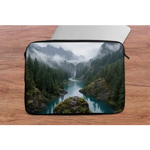 Waterval - Bomen - Bergen laptophoes neopreen klein -tafel