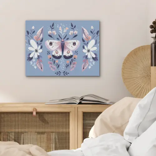 Vlinder - Vleugels - Stippen - Bloemen PET vilt klein -sfeer3