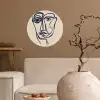 Minimalistisch - Lijnillustratie - Beige - Donkerblauw Wandcirkel behangsticker klein -sfeer1