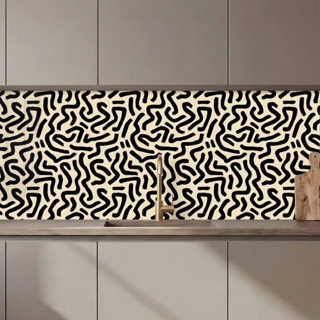 Abstract - Lijnen - Zwart keuken achterwand 2 middel 871 zz_3dshopping