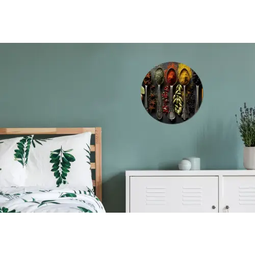Lepels - Specerijen - Kaneel - Chili Wandcirkel aluminium klein -slaapkamer