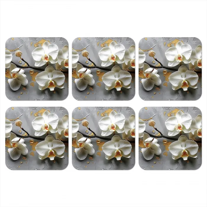 Bloemen - Orchidee - Abstract - Modern onderzetter kurk middel -3d