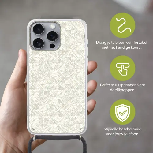 Abstract - Ruiten - Beige Hoesje iPhone 16 Pro Max met koord klein 804 -sfeer2_NL