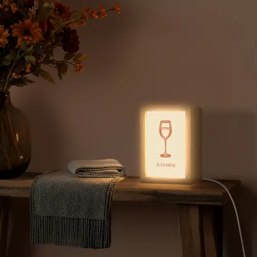 Wijn - Zomer - Quote - Oranje Light Box met kabel (Wandlamp) klein -sfeer4