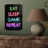 Gaming - Led - Quote - Eat sleep game repeat - Gamen plexiglas 5mm klein -sfeer3