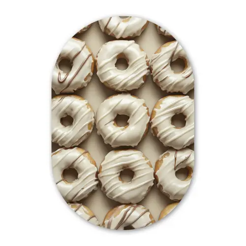Donuts - Chocolade - Wit - Beige Wandcirkel Ovaal Glas middel -3d
