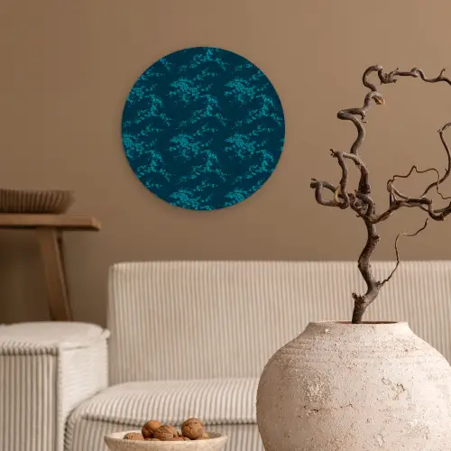 Bloesem - Blauw - Turquoise Wandcirkel plexiglas klein 852 -sfeer1