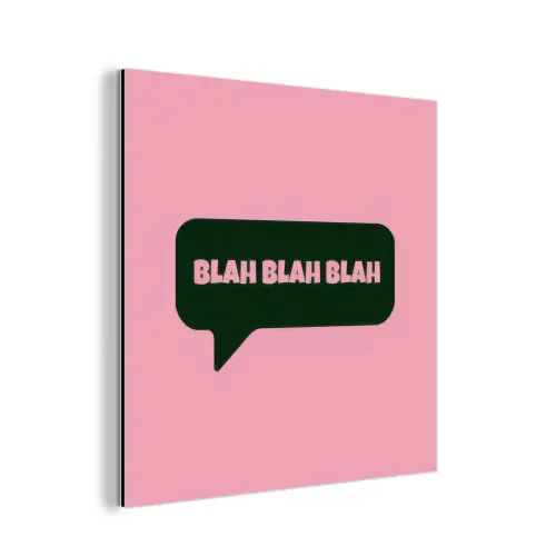Roze - Tekstwolk - Groen - BLAH BLAH BLAH aluminium wit klein -3d