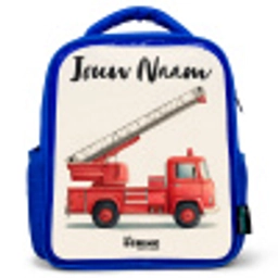 Brandweerwagen - Getekend - Rood Kinderrugzak - Blauw middel -3d