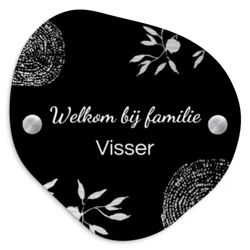 Illustraties - Zwart - Sierlijk Naambord Organisch middel -3d