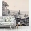 Mistig - Berglandschap - Illustratie fotobehang vinyl groot -woonkamer