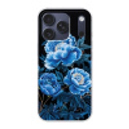 Bloemen - Zwart - Blauw - Modern Telefoonhoesje iPhone 17 Pro klein -3d