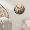 Hert - Geverfd - Gewei - Bruin Akoestische PET Vilt - Rond klein -sfeer4
