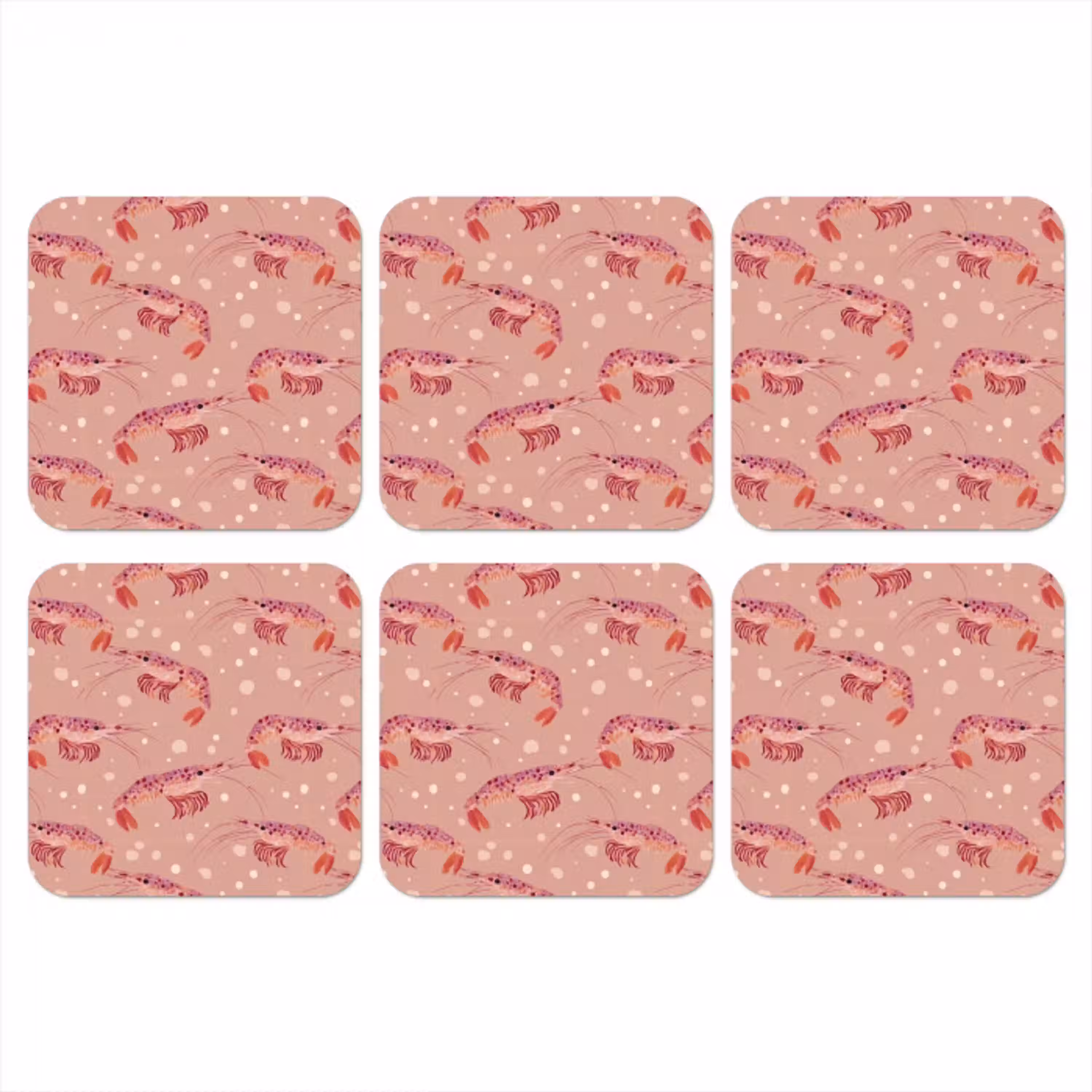 Garnalen - Stippen - Roze onderzetter kurk middel 366 -3d