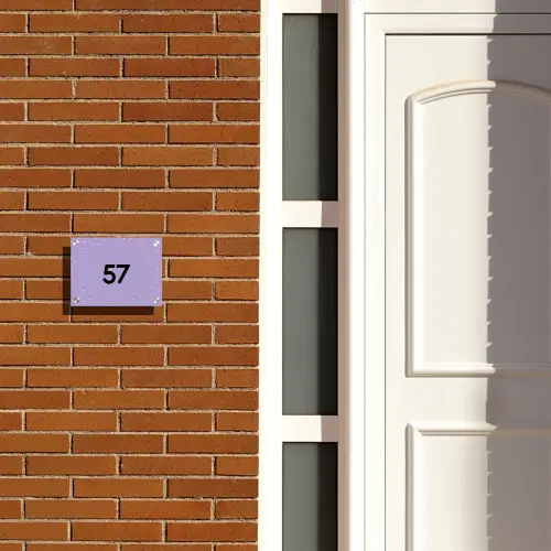 Paars met stippen - Traditioneel Naambord Rechthoek middel -sfeer3-rechthoek-S